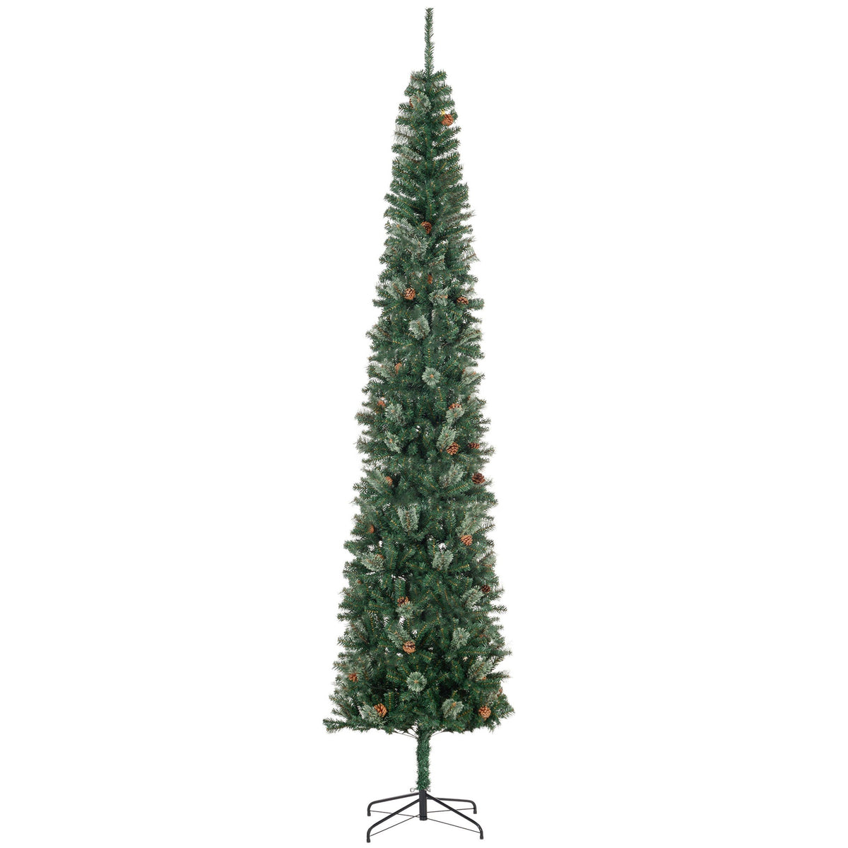 HOMCOM Slim Pencil Xmas Tree for Small Spaces, Pine Cones