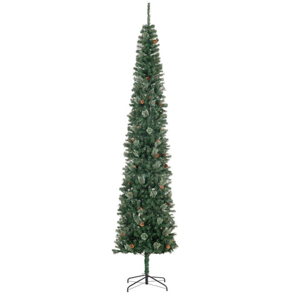 HOMCOM Slim Pencil Xmas Tree for Small Spaces, Pine Cones