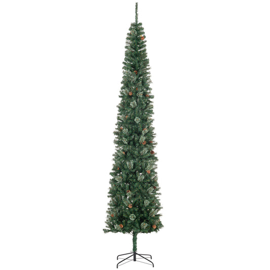 HOMCOM Slim Pencil Christmas Tree with Pine Cones, Small Spaces