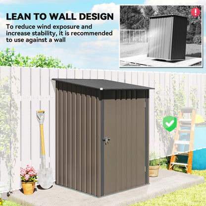 Outsunny Lean-To Patio Shed, Lockable Galvanized Steel
