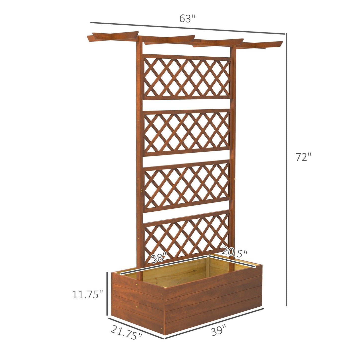 Outsunny Wooden Trellis Planter for Patio, Climbing Support