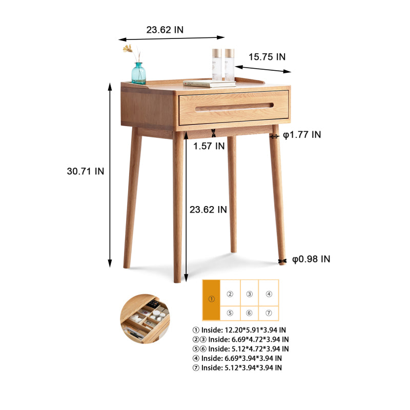 Modern Solid Wood Dresser for Bedroom 60cm with Drawer
