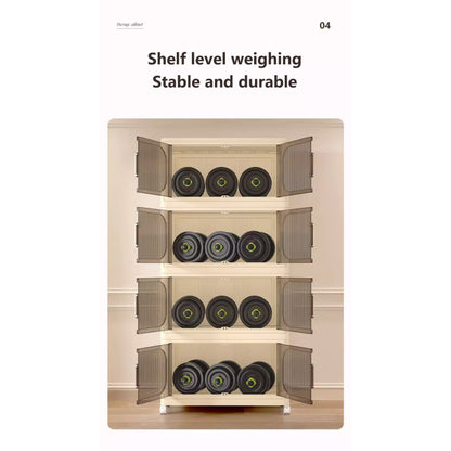 Modern Folding Closet Cabinet with Wheels, 3-Tier