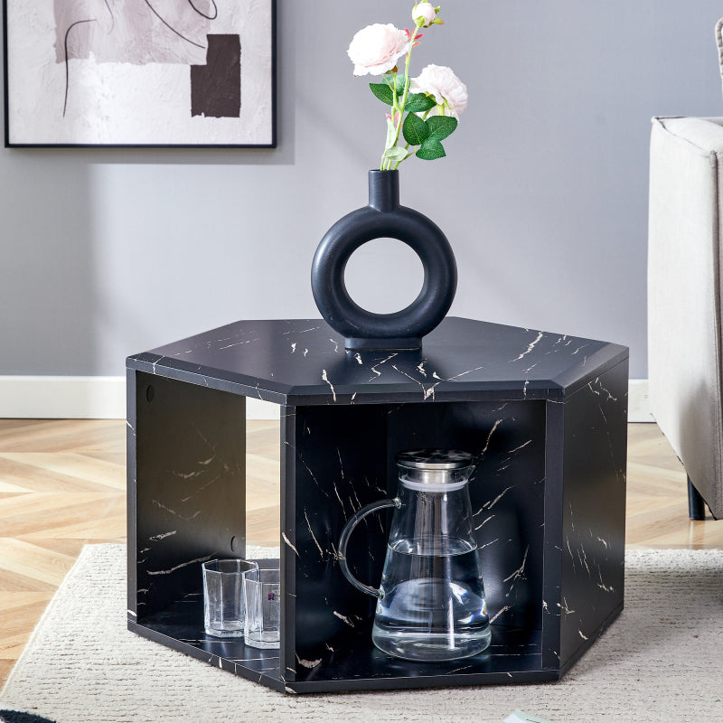 Modern Hexagon Coffee Table for Living Room, Extra Storage