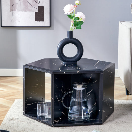 Modern Hexagon Coffee Table for Living Room, Extra Storage