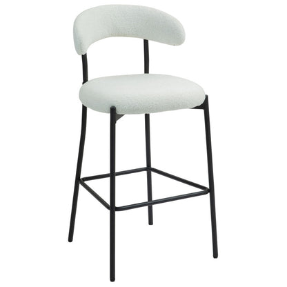 Cozy Teddy Fabric Counter Stool, Kitchen Island, Black Base