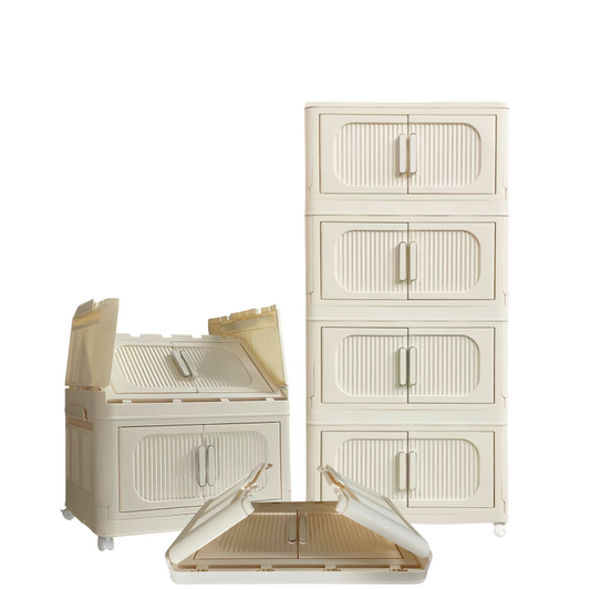 Modern Cream Folding Storage Cabinet for Entryway