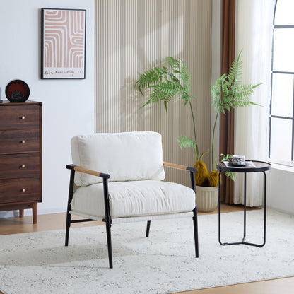 Modern Accent Chair for Living Room, Plush Seat & Wood Arms