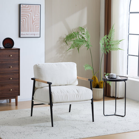 Modern Accent Chair for Living Room, Plush Seat & Wood Arms