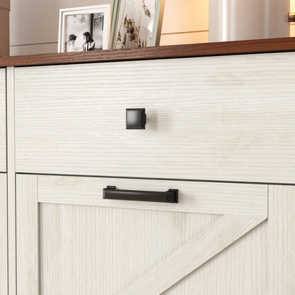 Farmhouse Barn-Door Double Tilt-Out Kitchen Trash Cabinet