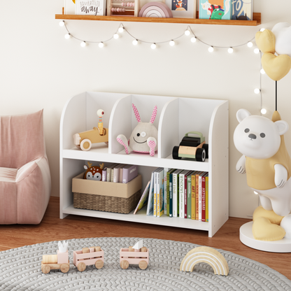 Modern Kids Bookcase for Nursery & Playroom with 4 Cubbies