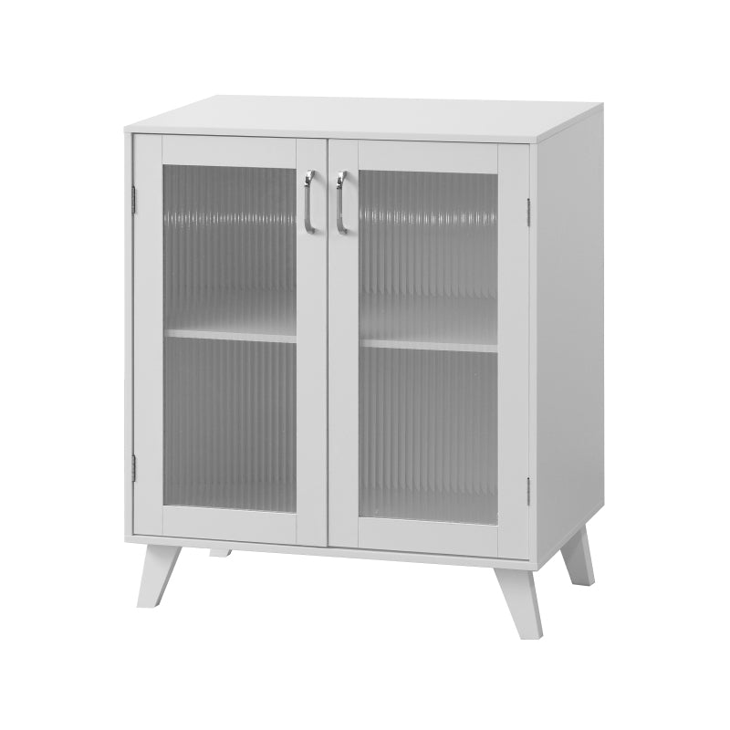 Modern Glass-Door Living Room Cabinet with Adjustable Shelf