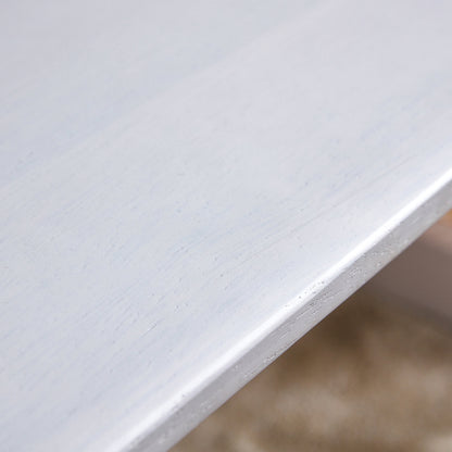 Asian-Style White Solid Wood Coffee Table, Faux Rattan Legs