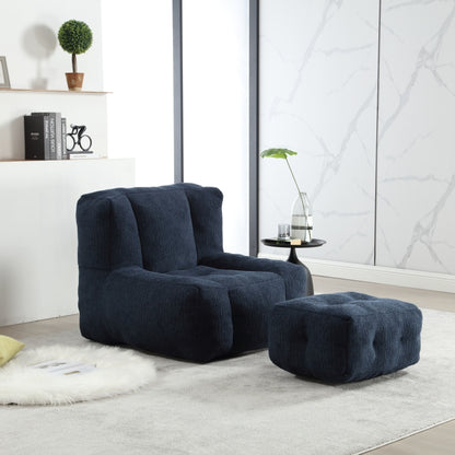 Modern Plush Bean Bag Chair for Living Room with Ottoman