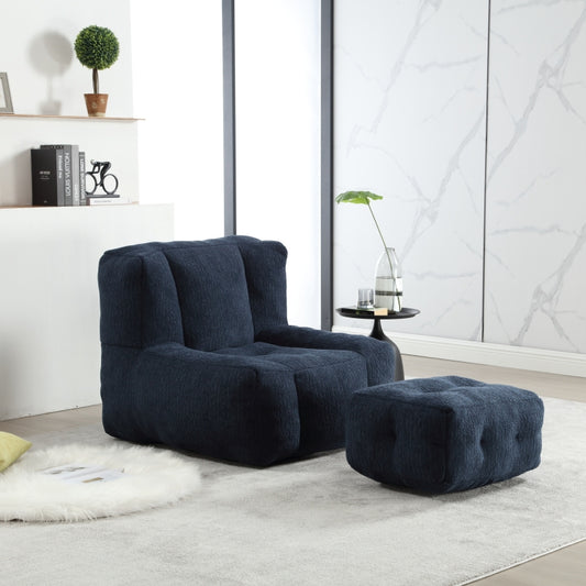 Modern Plush Bean Bag Chair for Living Room with Ottoman
