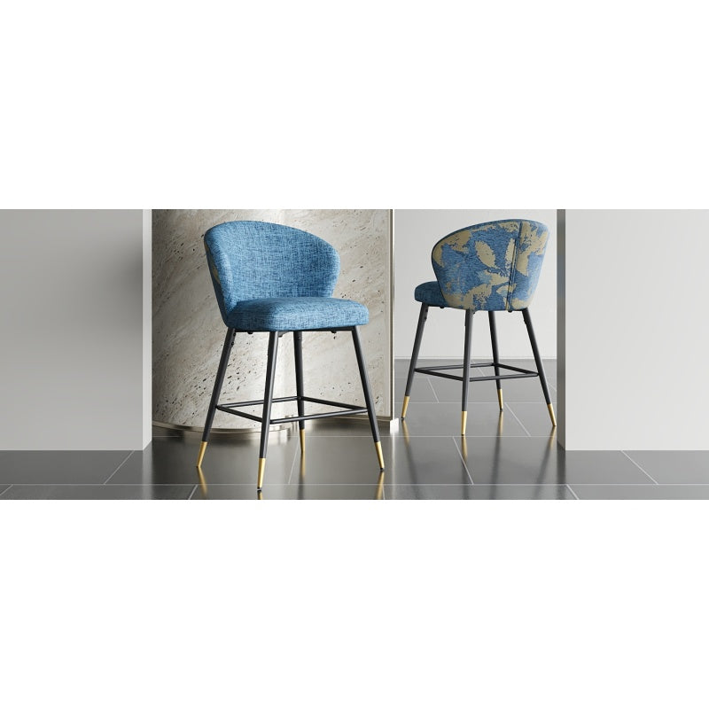 Jacquard Counter Stools for Kitchen, Metal Footrest, 2-Pack