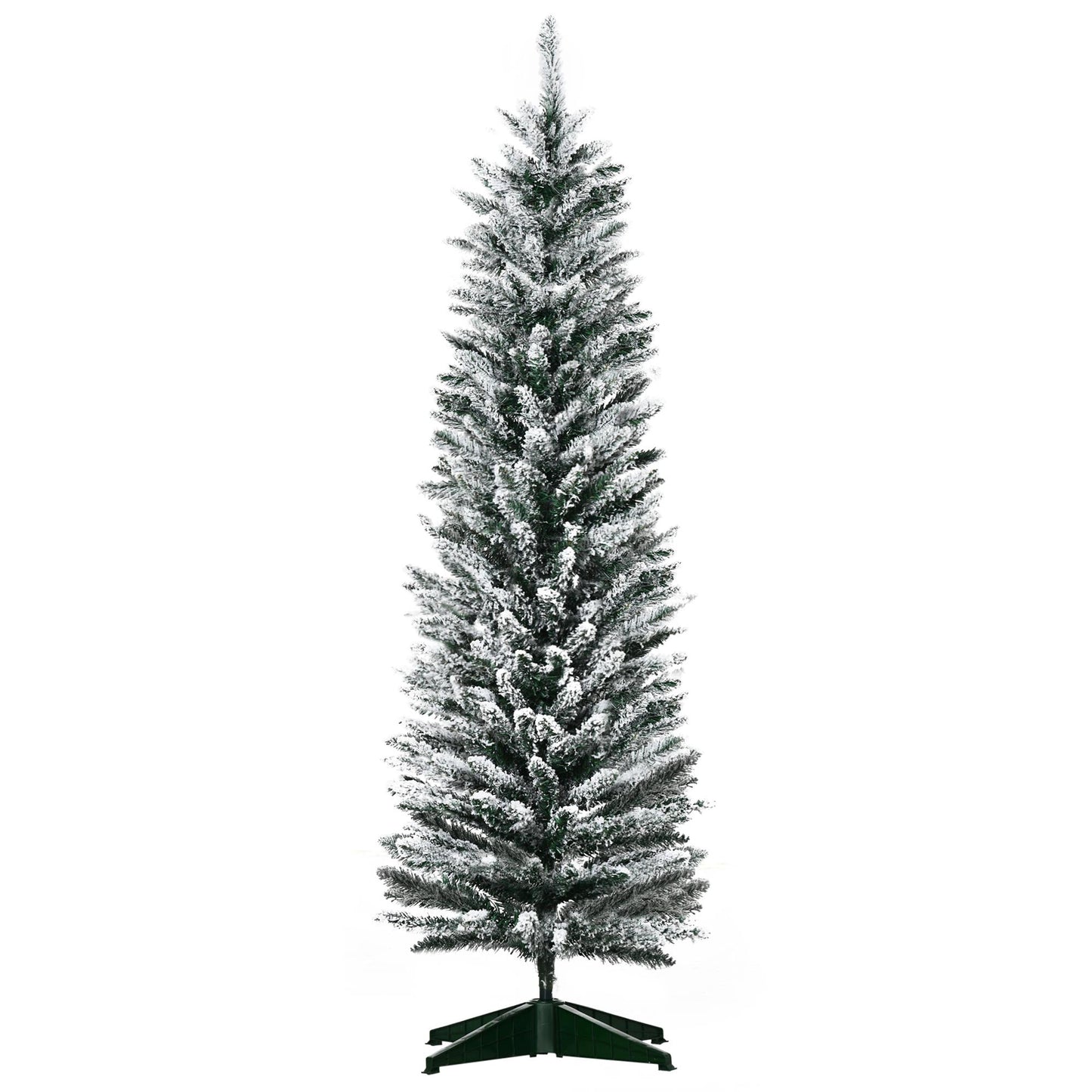HOMCOM Flocked Pencil Indoor Christmas Tree, Realistic