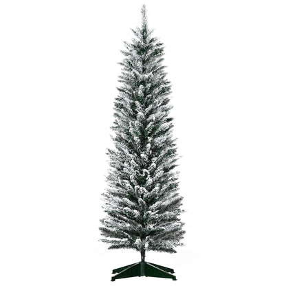 HOMCOM Flocked Pencil Indoor Christmas Tree, Realistic