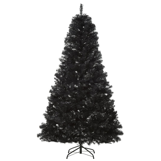HOMCOM Black 7ft Unlit Christmas Tree with Realistic Tips