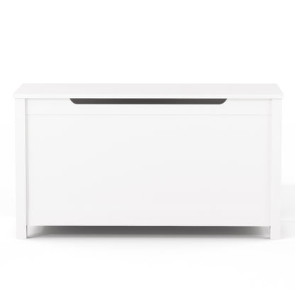 White Kids' Toy Box for Playroom with Safety Hinged Lid