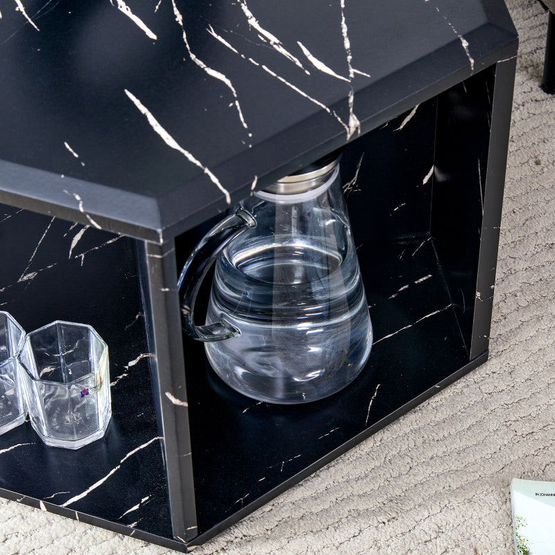Modern Hexagon Coffee Table for Living Room, Extra Storage
