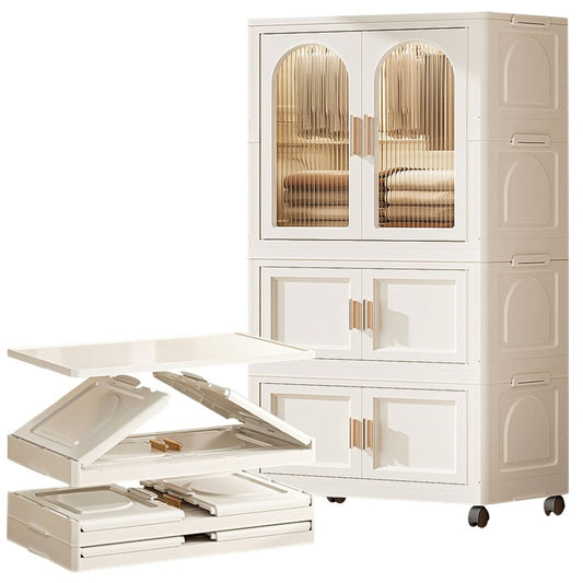 Modern Rolling Wardrobe for Small Spaces with Magnetic Door