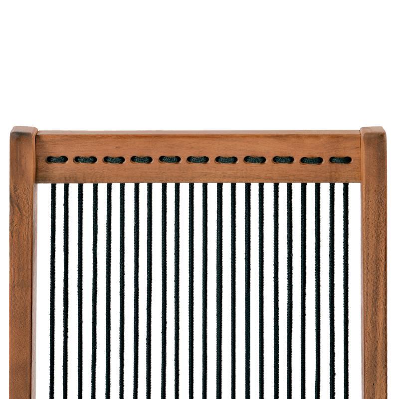 Coastal Folding Rope-Weave Wood Chair for Patio, Folds Flat