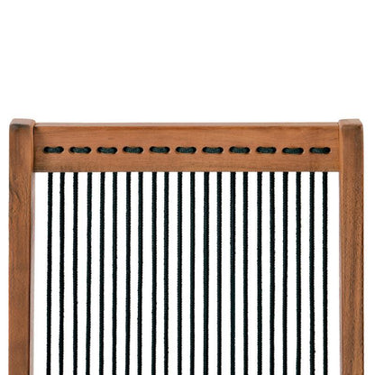 Coastal Folding Rope-Weave Wood Chair for Patio, Folds Flat