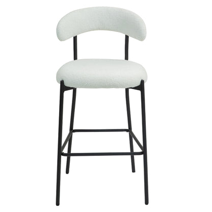 Cozy Teddy Fabric Counter Stool, Kitchen Island, Black Base