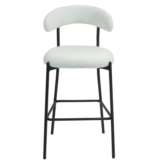 Cozy Teddy Fabric Counter Stool, Kitchen Island, Black Base