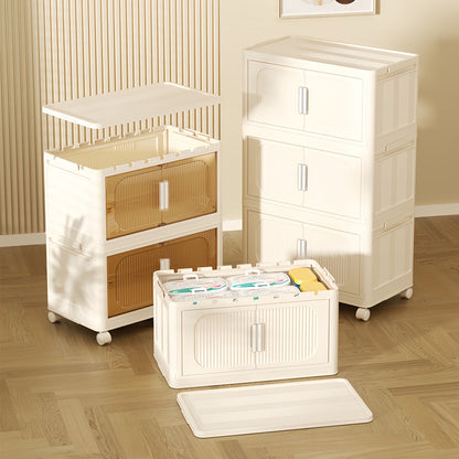 Cream White Collapsible Storage Cabinet for Bathroom