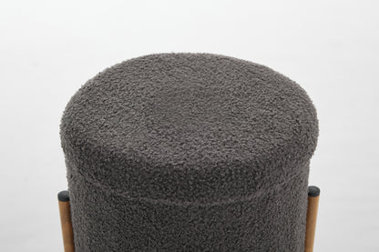 Modern Round Storage Ottoman, Removable Lid for Living Room