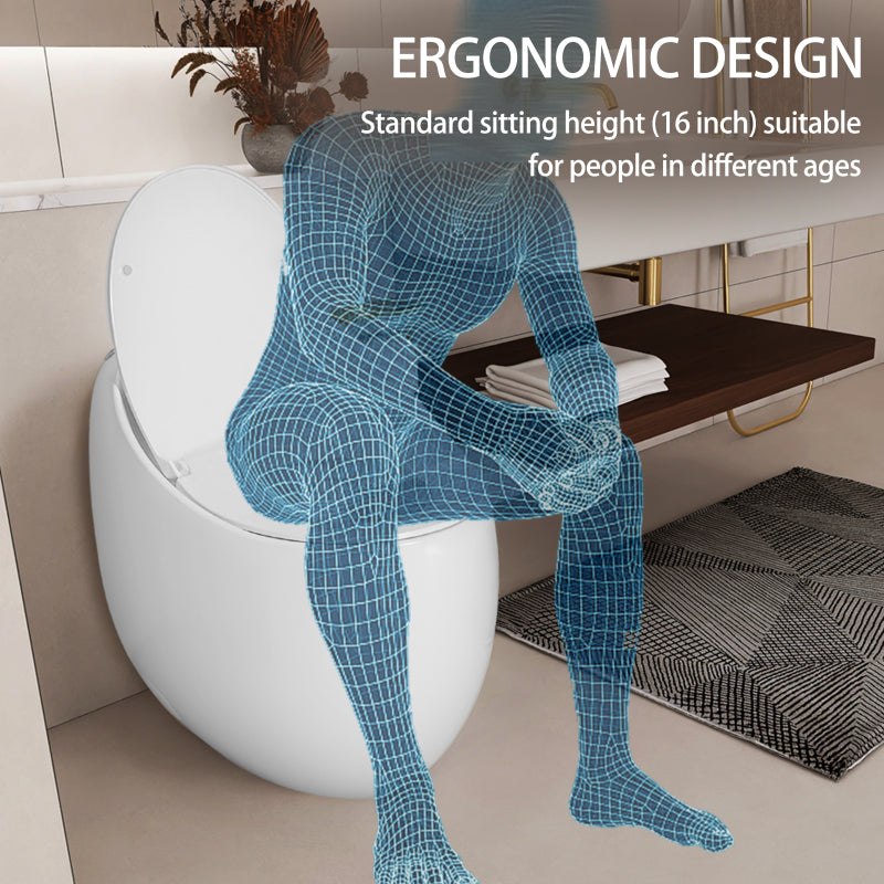 Modern Egg-Shape Bathroom Toilet, Water-Saving 1.28 GPF