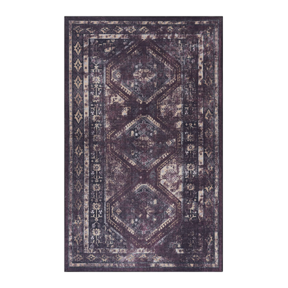 NAAR MAVAL Washable 2x3 Entryway Doormat, Black/Burgundy