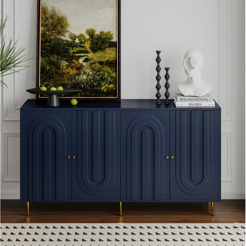 Modern Gray Sideboard for Dining & Entryway, 4-Door Storage
