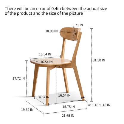 Natural Solid FAS Oak Dining Chairs for Dining Room Set of 2