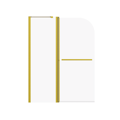 43 in. W * 58 in. H Frameless Folding Shower Doors for Bathtub, 1/4" (6mm) Thick SGCC Tempered Glass Door, Bathroom Pivot Tub Glass Door, Brushed Gold