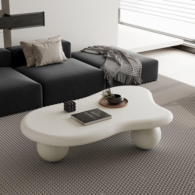 Modern Black Cloud Coffee Table for Living Room, 3 Ball Legs