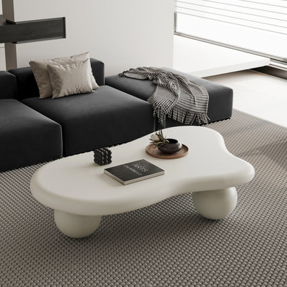 Modern Black Cloud Coffee Table for Living Room, 3 Ball Legs