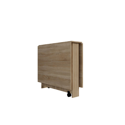 DFW Space-Saving Folding Dining Table with Shelves & Wheels