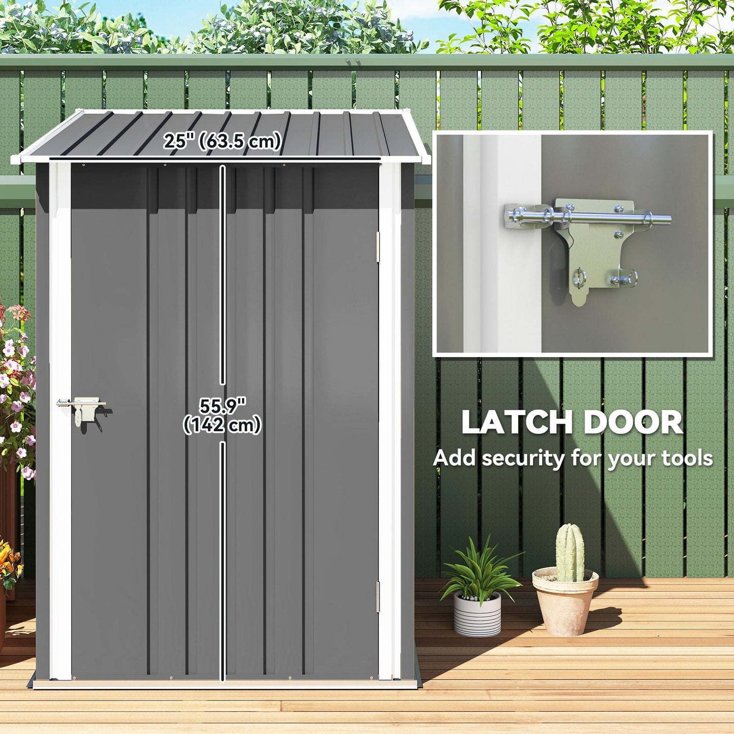 Outsunny Lean-To Garden Shed for Patio, Galvanized Steel