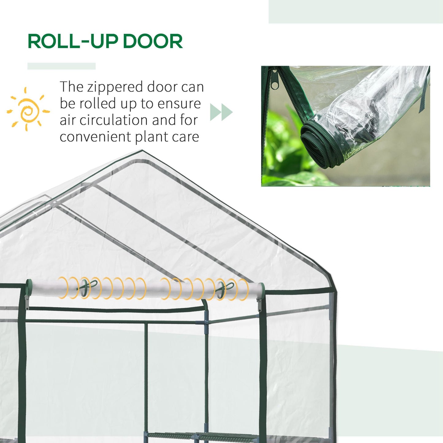 Outsunny Mini Walk-In Greenhouse for Garden, 3-Tier Shelves