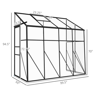 Outsunny Modern Lean-To Greenhouse for Patio Walls, Walk-In