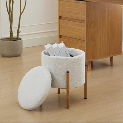 Modern Round Storage Ottoman, Removable Lid for Living Room