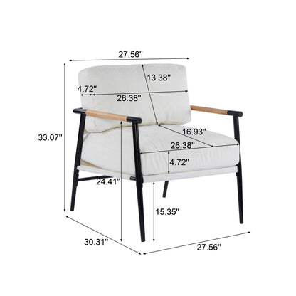 Modern Accent Chair for Living Room, Plush Seat & Wood Arms