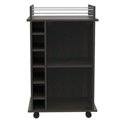 Dukat Espresso Bar Cart for Home, 6-Bottle Rack, Rolling