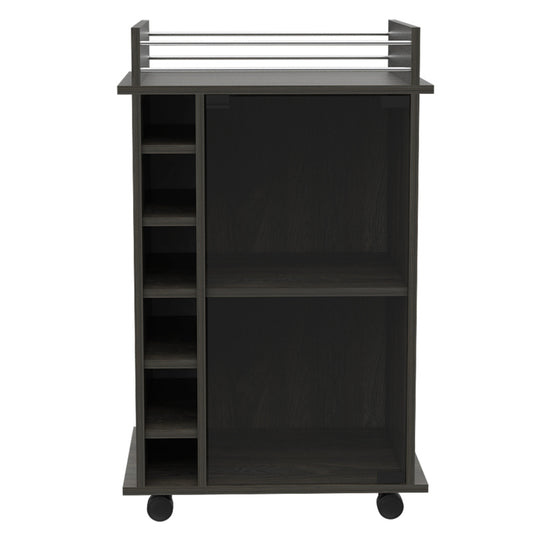Dukat Espresso Bar Cart for Home, 6-Bottle Rack, Rolling