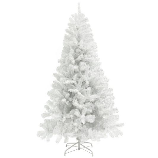 HOMCOM 7.5ft Unlit White Christmas Tree for Home, Auto-Open