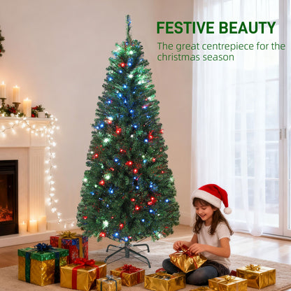 HOMCOM 5 Ft Slim Christmas Tree, RGB Lights & Remote