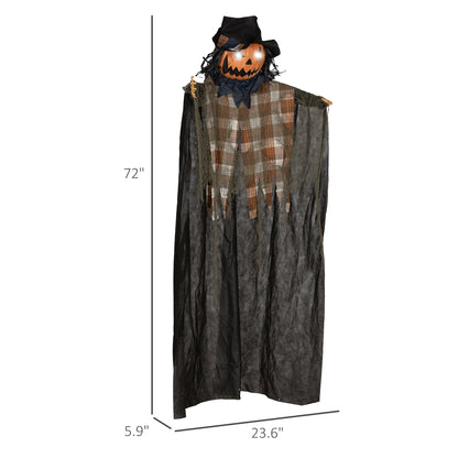 HOMCOM 6ft Hanging Pumpkin Ghost, Outdoor LED Eyes & Sound